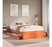 Bed Frame without Mattress&Drawers Wax Brown 140x200 cm Solid Wood Pine vidaXL