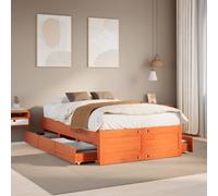 vidaXL Bed Frame without Mattress&Drawers Wax Brown Small Double Solid Wood Pine