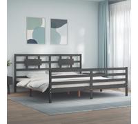 (grey, 200 x 200 cm) vidaXL Bed Frame Bed Base Platform Bed with Headboard Small Single Solid Wood