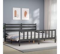 (grey, 200 x 200 cm) vidaXL Bed Frame Bed Base Platform Bed with Headboard Black Double Solid Wood