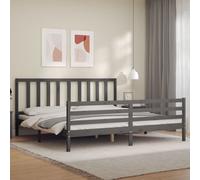 (grey, 200 x 200 cm) vidaXL Bed Frame Bed Base Platform Bed with Headboard Small Double Solid Wood