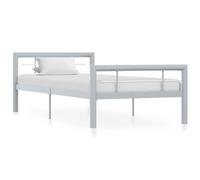 Vidaxl Bed Frame Grey And White Metal 100X200 Cm, Grey