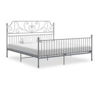 vidaXL Bed Frame Bed Base Mattress Foundation Grey Metal 180x200 cm Super King