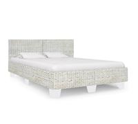 vidaXL Bed Frame without Mattress Grey Natural Rattan 140x200 cm