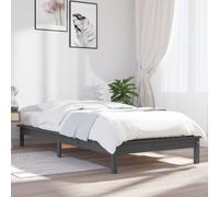 Vidaxl Bed Frame Grey 90X190 Cm Single Solid Wood Pine