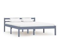 vidaXL Bed Frame without Mattress Grey Solid Pine Wood 140x200 cm
