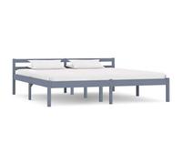 Vidaxl Bed Frame Without Mattress Grey Solid Pine Wood 180X200 Cm Super King