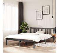 Bed Frame without Mattress Grey Solid Wood 135x190 cm Double Double