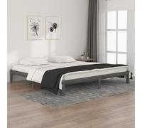 vidaXL Bed Frame without Mattress Grey Solid Wood Pine 200x200cm
