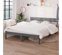 Vidaxl Bed Frame Without Mattress Grey Solid Wood Small Double