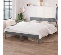 vidaXL Bed Frame without Mattress Grey Solid Wood Small Double
