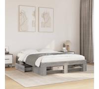 vidaXL Bed Frame Bed Base Grey Sonoma 120x190 cm Small Double Engineered Wood
