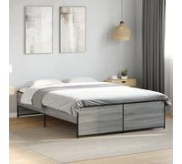 Bed Frame Base Grey Sonoma 120x200 cm Engineered Wood and Metal vidaXL