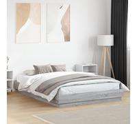 vidaXL Bed Frame Home Bed Base Bedstead Grey Sonoma 140x200 cm Engineered Wood