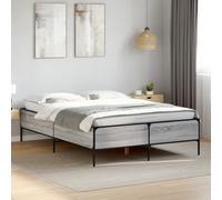 Bed Frame Base Grey Sonoma 140x200 cm Engineered Wood and Metal vidaXL