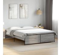 Bed Frame Grey Sonoma 150x200 cm King Size Engineered Wood and Metal vidaXL