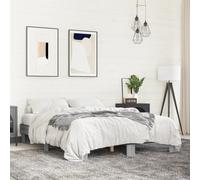 vidaXL Bed Frame Grey Sonoma 150x200 cm King Size Engineered Wood and Metal