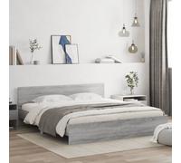 (grey sonoma, 160 x 200 cm) vidaXL Bed Frame with Headboard Bedroom Bed Base Mattress Foundation Bedstead