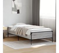Bed Frame Grey Sonoma 75x190 cm Small Single Engineered Wood and Metal vidaXL