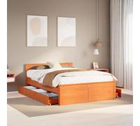 vidaXL Bed Frame without Mattress&Headboard Wax Brown 140x190 cm Solid Wood Pine