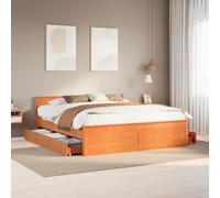 vidaXL Bed Frame without Mattress&Headboard Wax Brown Super King Solid Wood Pine