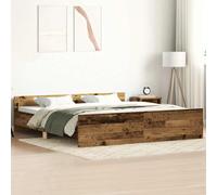 (old wood, 180 x 200 cm) vidaXL Bed Frame with Headboard and Footboard Mattress Foundation Bed Base