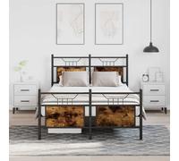 vidaXL Bed Frame without Mattress Smoked Oak 120x190 cm Small Double Engineered Wood