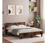 (smoked oak, 140 x 190 cm) vidaXL Bed Frame with Headboard Bed Base Mattress Foundation Engineered Wood