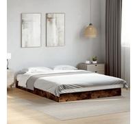 Vidaxl Bed Frame Without Mattress Smoked Oak 140X200 Cm Engineered Wood