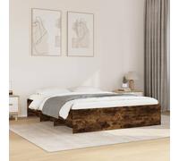vidaXL Bed Frame without Mattress Smoked Oak 160x200 cm Engineered Wood