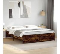 Bed Frame Smoked Oak 180x200 cm Super King Engineered Wood and Metal vidaXL