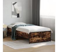 Bed Frame Smoked Oak 75x190 cm Small Single Engineered Wood and Metal vidaXL