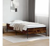 Bed Frame Smoked Oak 90x190 cm Single Engineered Wood and Metal vidaXL
