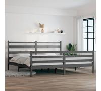 vidaXL Solid Wood Pine Bed Frame 200x200 cm Grey Wooden Bedstead Platform Bed