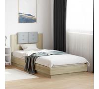 vidaXL Bed Frame with Headboard Bed Sonoma Oak 100x200 cm Engineered Wood