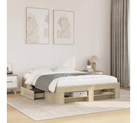 Bed Frame Base Home Bedstead Sonoma Oak 135x190 cm Engineered Wood vidaXL
