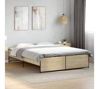 (sonoma oak, 140 x 200 cm) vidaXL Bed Frame Bed Base Bedstead Black 120x200 cm Engineered Wood and Metal