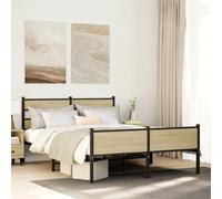 vidaXL Bed Frame without Mattress Sonoma Oak 140x200 cm Engineered Wood