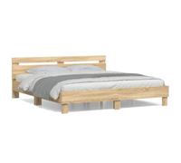 (sonoma oak, 160 x 200 cm) vidaXL Bed Frame with Headboard Bed Base Mattress Foundation Engineered Wood