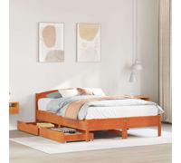 vidaXL Bed Frame without Mattress Wax Brown 120x190 cm Small Double Solid Wood Pine