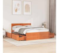 (wax brown, 120 x 190 cm) vidaXL Bed Frame with Drawers Bed Base Mattress Foundation Solid Wood Pine