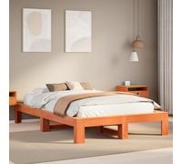Bed Frame without Mattress Wax Brown Small Double Solid Wood Pine vidaXL