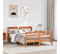 vidaXL Bed Frame without Mattress Wax Brown 120x190 cm Small Double Solid Wood Pine