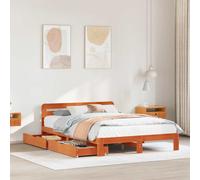 vidaXL Bed Frame without Mattress Wax Brown 120x200 cm Solid Wood Pine