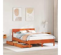 vidaXL Bed Frame without Mattress Wax Brown 120x200 cm Solid Wood Pine