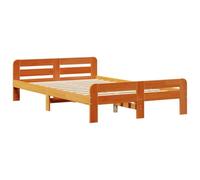 vidaXL Bed Frame without Mattress Wax Brown 135x190 cm Double Solid Wood
