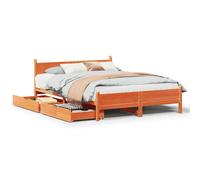 vidaXL Bed Frame without Mattress Wax Brown 135x190 cm Double Solid Wood Pine