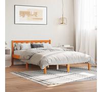 vidaXL Bed Frame without Mattress Wax Brown 135x190 cm Double Solid Wood Pine