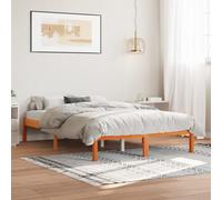 Bed Frame Brown Solid Pine 135x190 cm Double Slatted Wooden Platform