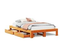 vidaXL Bed Frame without Mattress Wax Brown 135x190 cm Double Solid Wood Pine